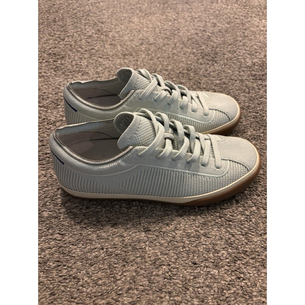 Rothy’s Womens The Lace Up Sneaker In Spearmint Light Green Knit Size 7